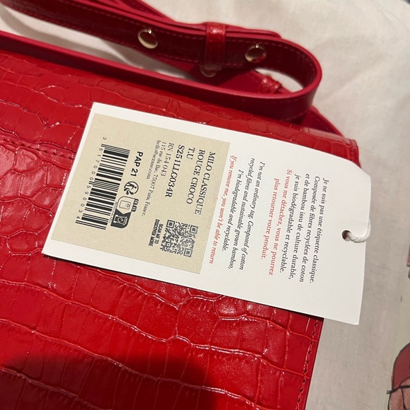NWT Sézane Milo Classic Bag Crocodile Red - Picture 8 of 9
